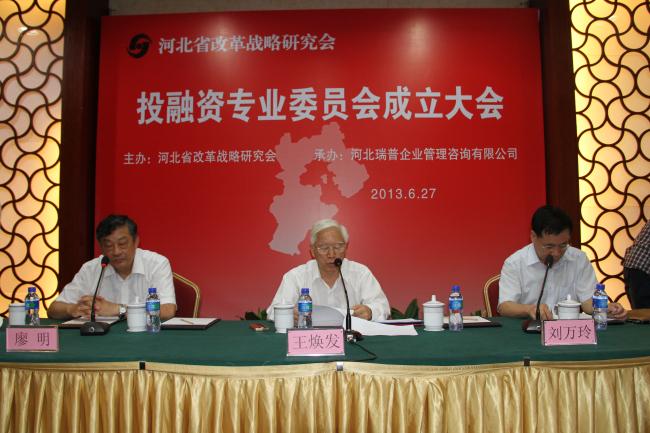 河北省改革战略研究会成立投融资专业委员会